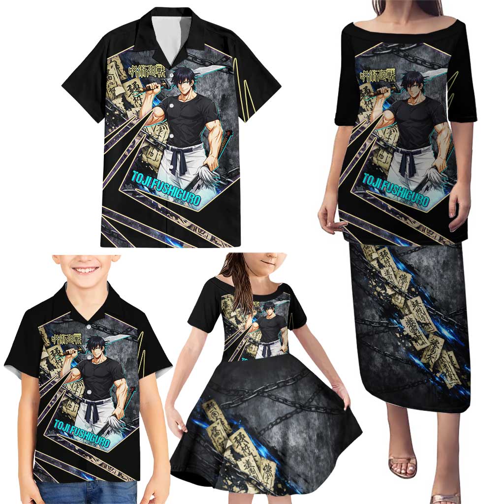 Toji Fushiguro Sorcerer Killer Family Matching Puletasi and Hawaiian Shirt Dark Scroll Samurai Ink Style