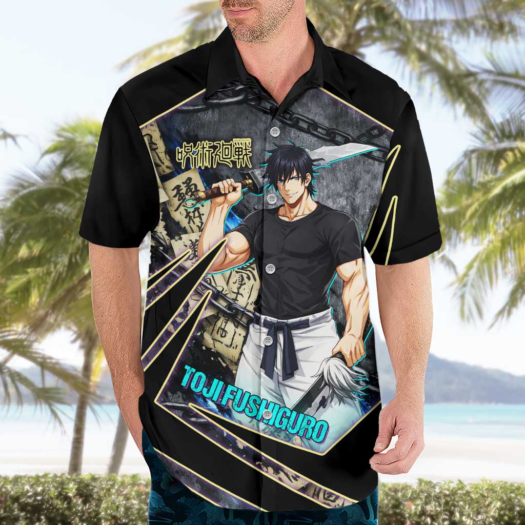 Toji Fushiguro Sorcerer Killer Hawaiian Shirt Dark Scroll Samurai Ink Style