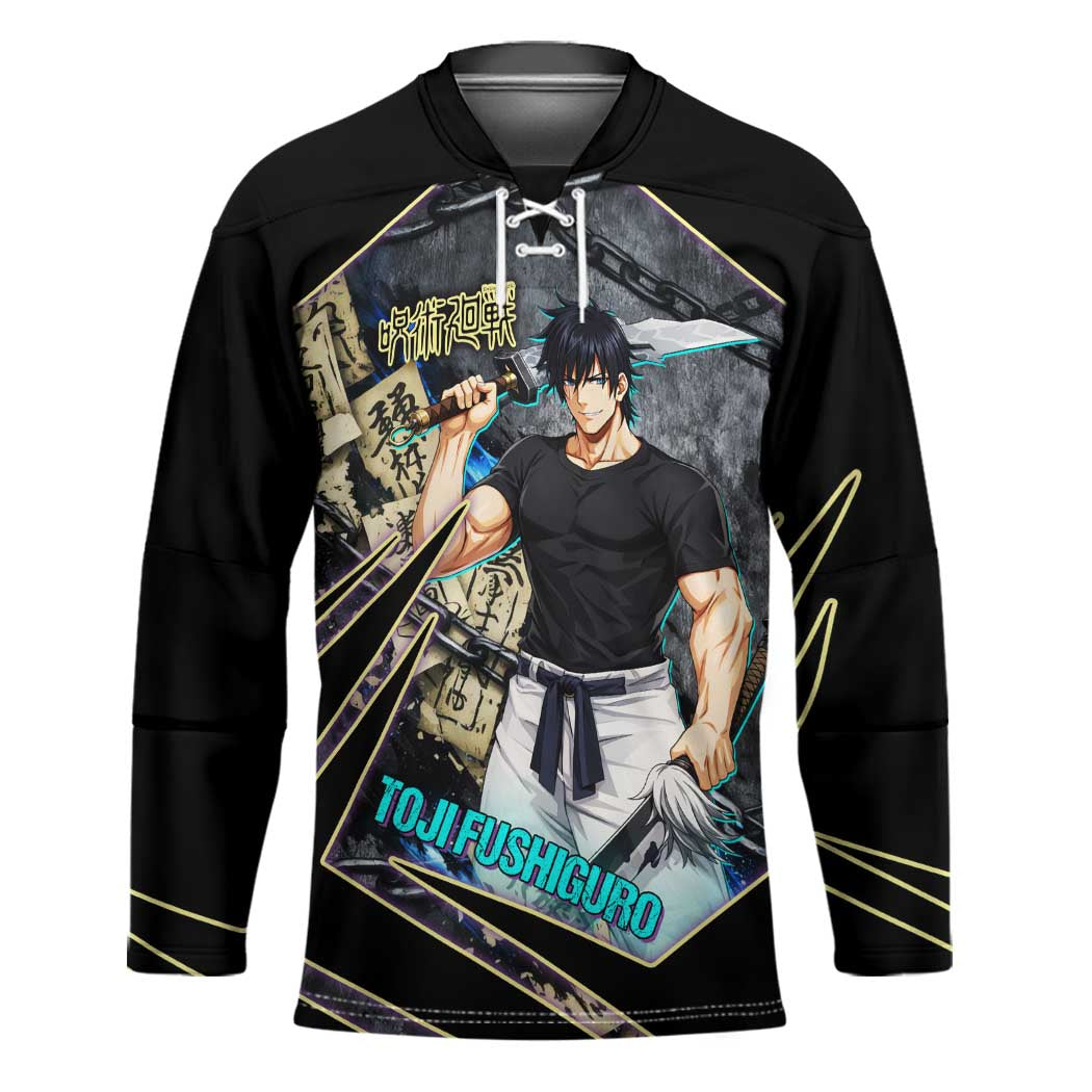 Toji Fushiguro Sorcerer Killer Hockey Jersey Dark Scroll Samurai Ink Style