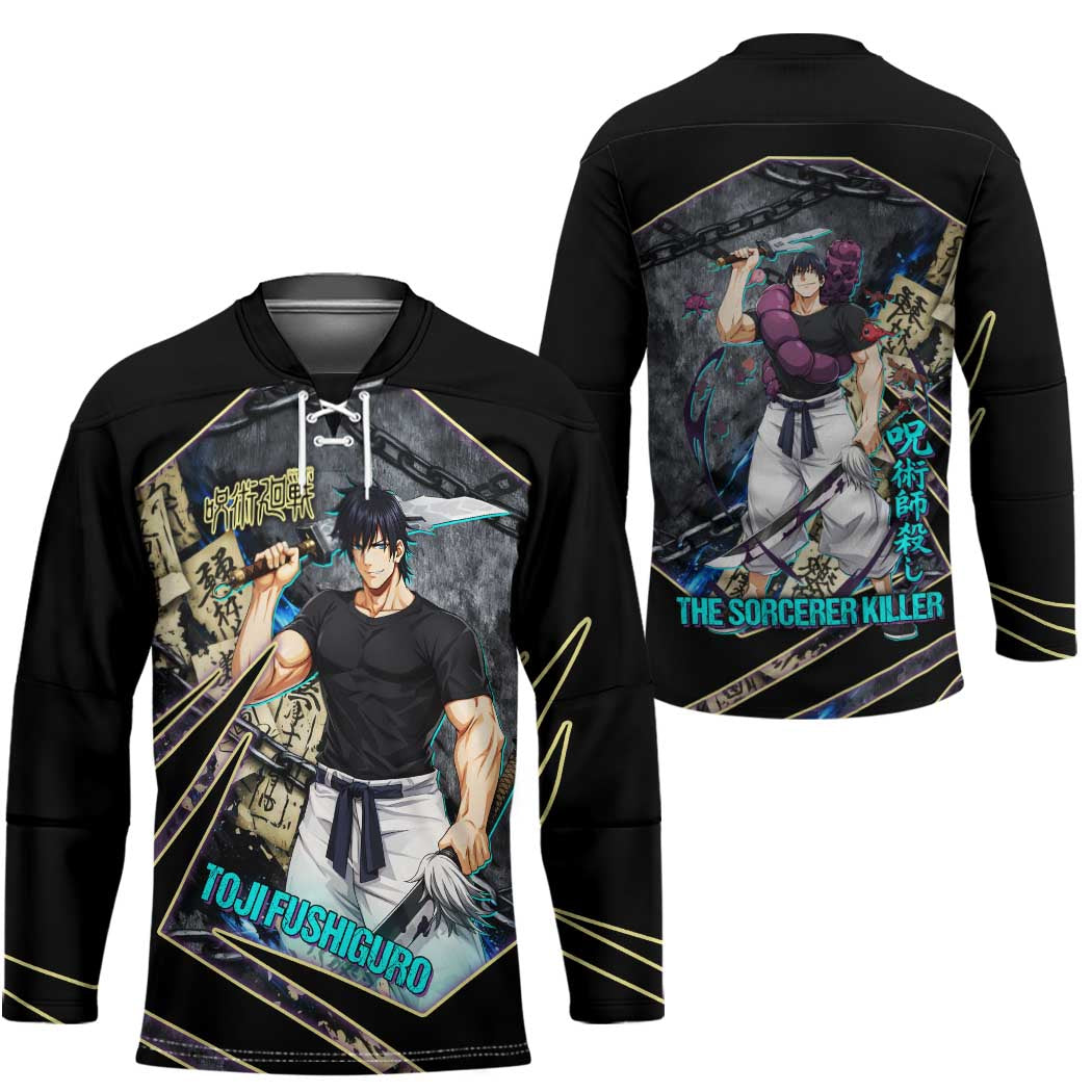 Toji Fushiguro Sorcerer Killer Hockey Jersey Dark Scroll Samurai Ink Style