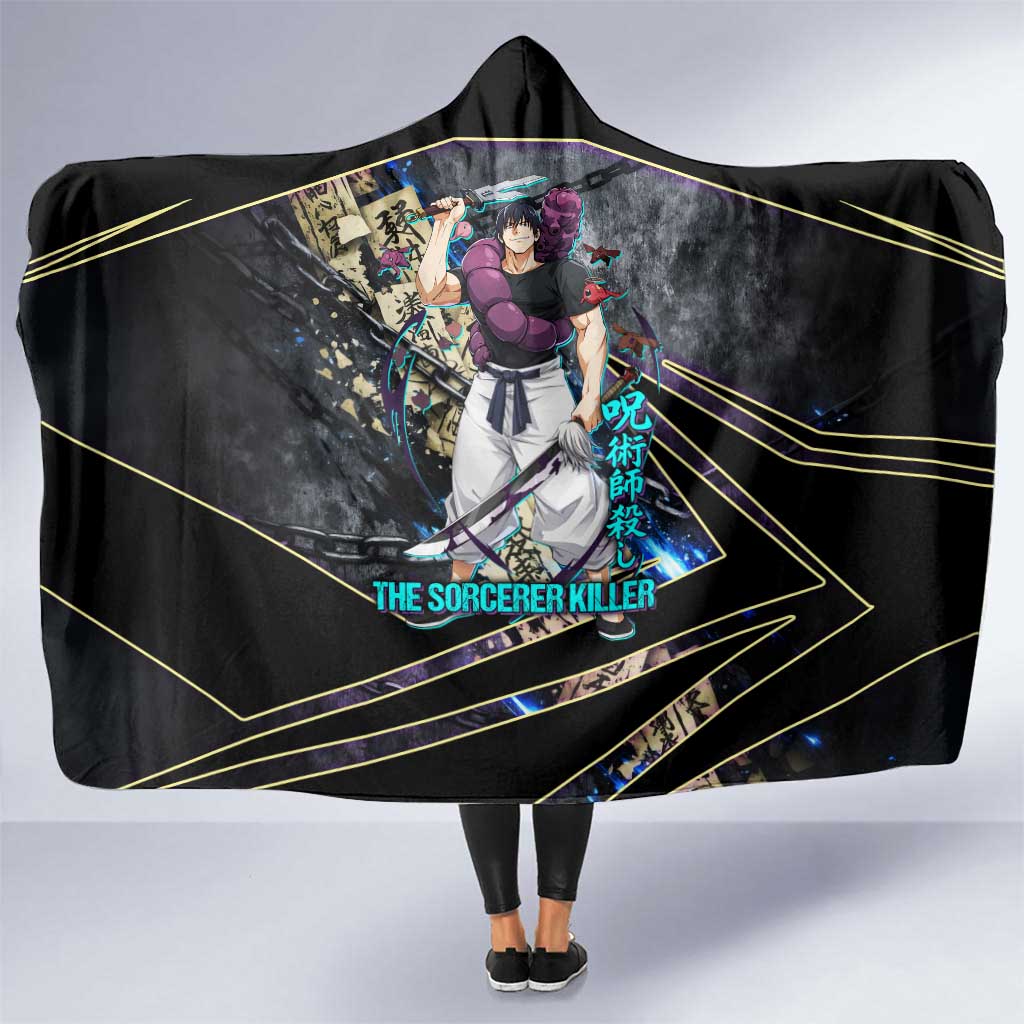 Toji Fushiguro Sorcerer Killer Hooded Blanket Dark Scroll Samurai Ink Style