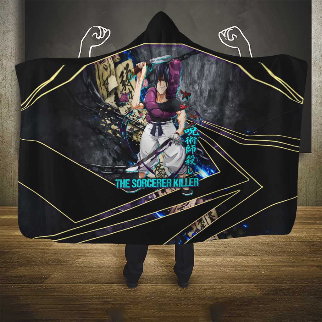Toji Fushiguro Sorcerer Killer Hooded Blanket Dark Scroll Samurai Ink Style