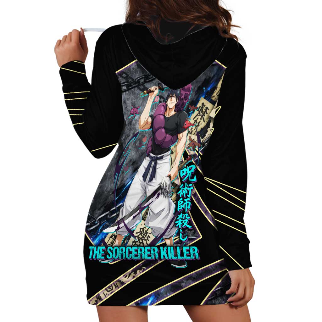 Toji Fushiguro Sorcerer Killer Hoodie Dress Dark Scroll Samurai Ink Style