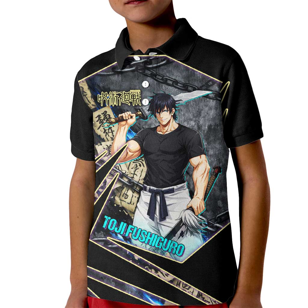Toji Fushiguro Sorcerer Killer Kid Polo Shirt Dark Scroll Samurai Ink Style