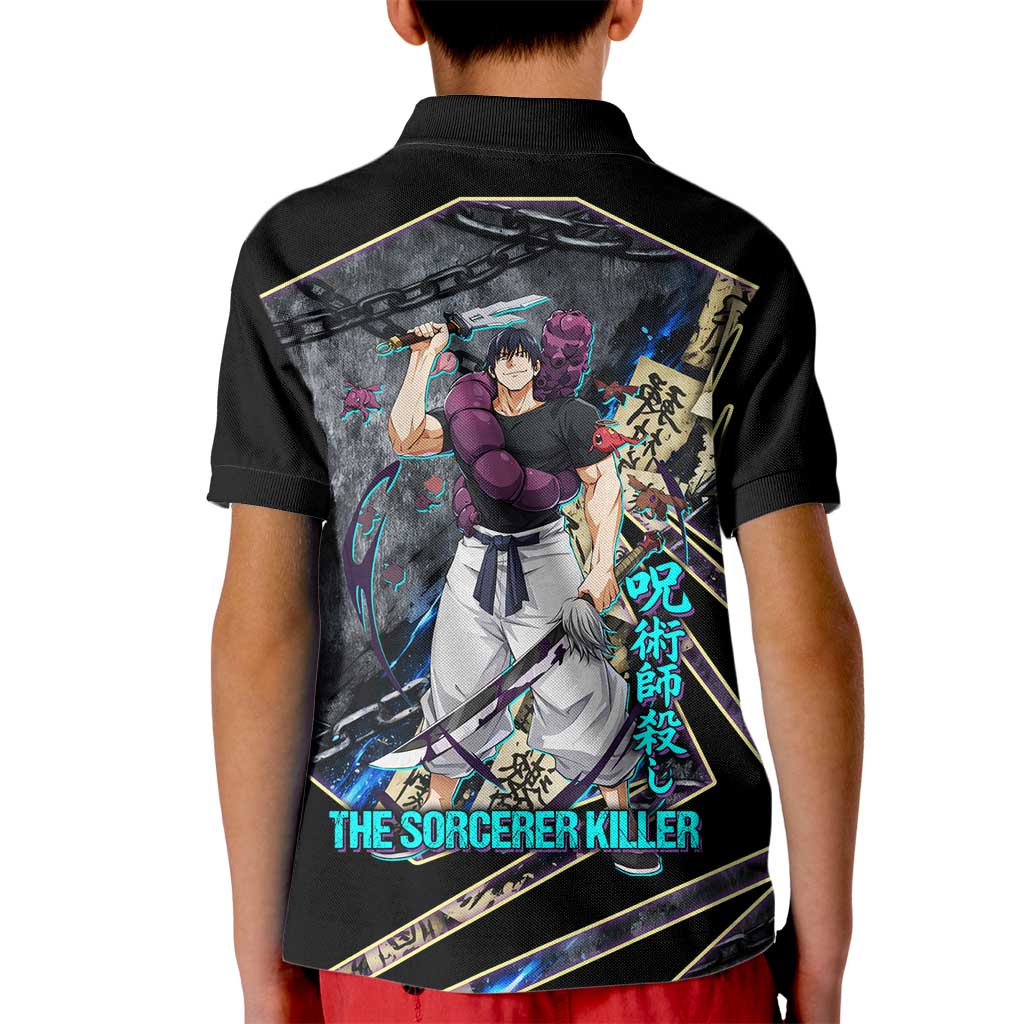 Toji Fushiguro Sorcerer Killer Kid Polo Shirt Dark Scroll Samurai Ink Style