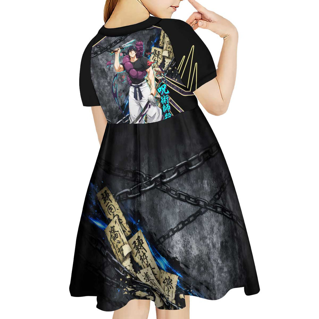 Toji Fushiguro Sorcerer Killer Kid Short Sleeve Dress Dark Scroll Samurai Ink Style