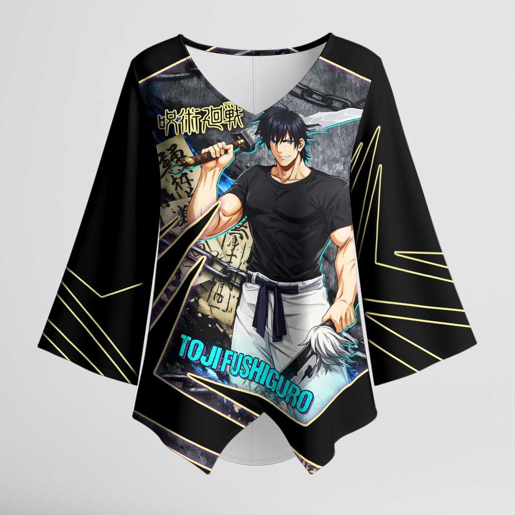 Toji Fushiguro Sorcerer Killer Kimono Sleeve Blouse Dark Scroll Samurai Ink Style