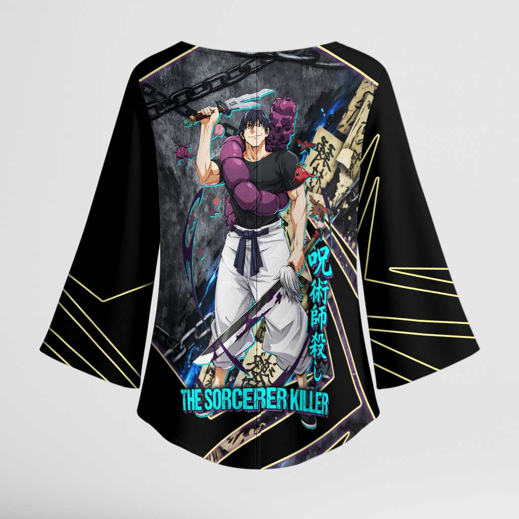 Toji Fushiguro Sorcerer Killer Kimono Sleeve Blouse Dark Scroll Samurai Ink Style
