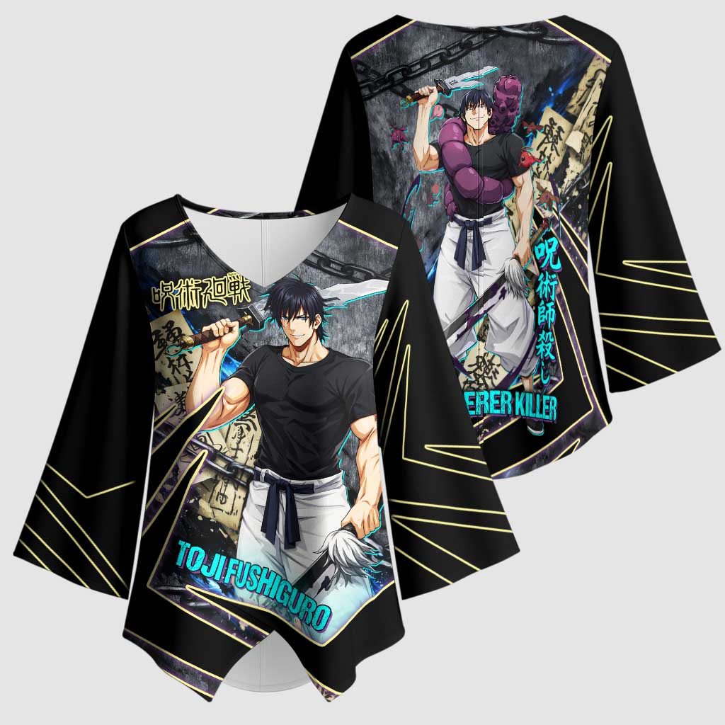 Toji Fushiguro Sorcerer Killer Kimono Sleeve Blouse Dark Scroll Samurai Ink Style