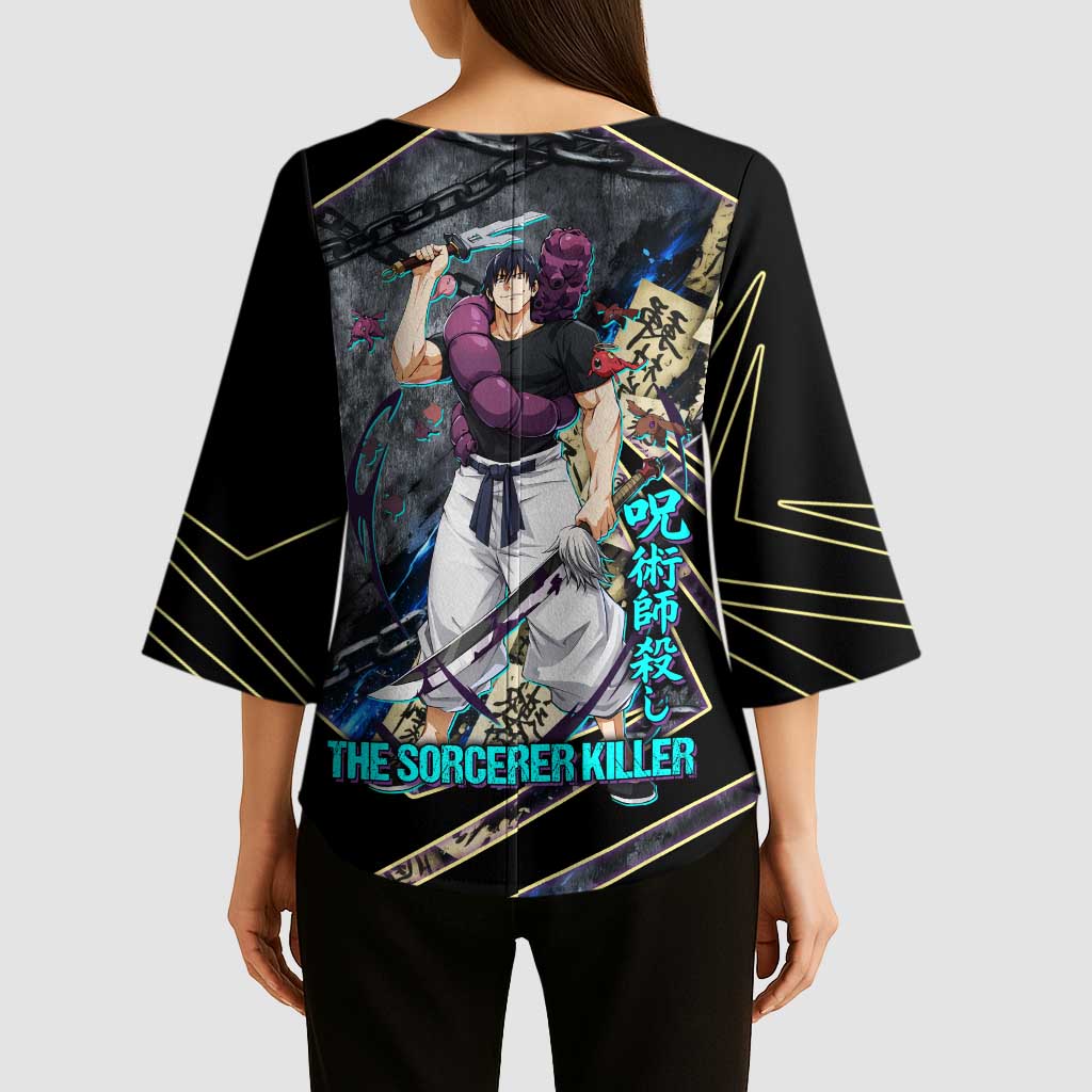 Toji Fushiguro Sorcerer Killer Kimono Sleeve Blouse Dark Scroll Samurai Ink Style
