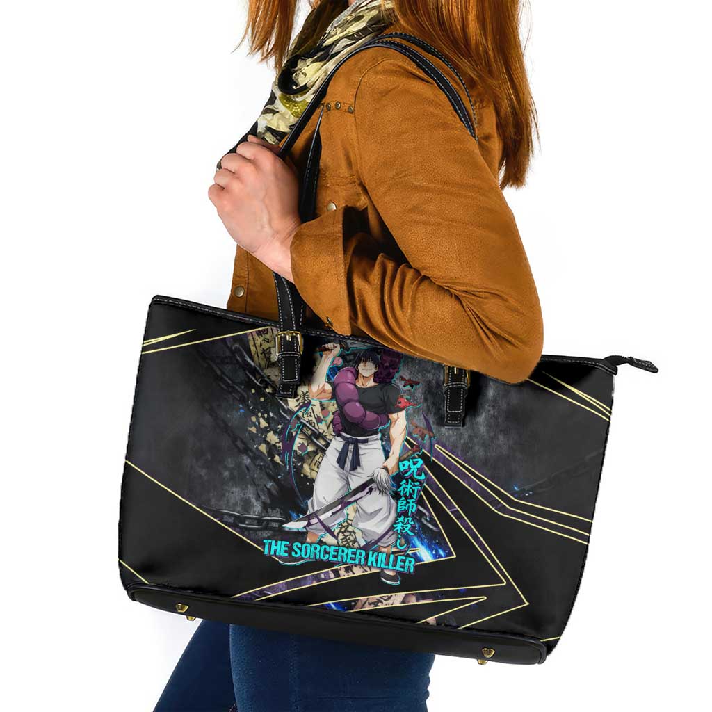 Toji Fushiguro Sorcerer Killer Leather Tote Bag Dark Scroll Samurai Ink Style