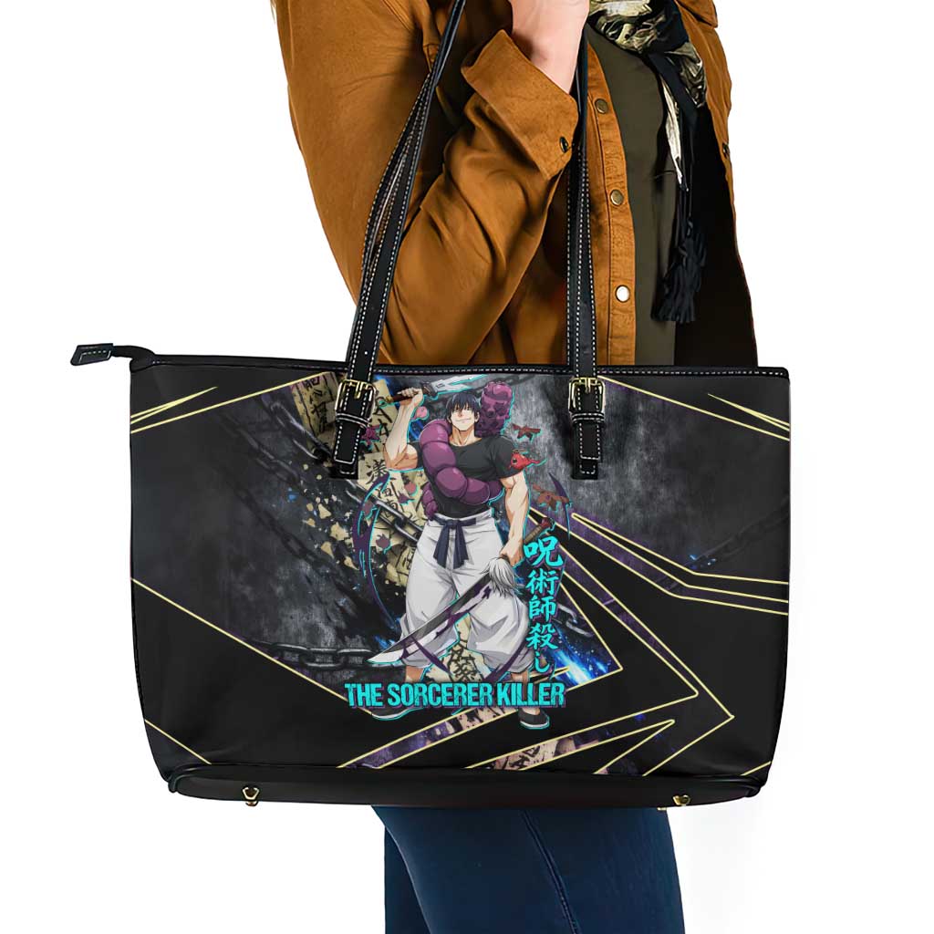 Toji Fushiguro Sorcerer Killer Leather Tote Bag Dark Scroll Samurai Ink Style