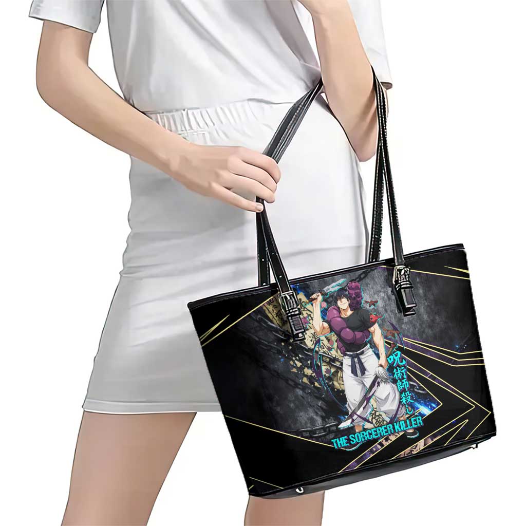 Toji Fushiguro Sorcerer Killer Leather Tote Bag Dark Scroll Samurai Ink Style