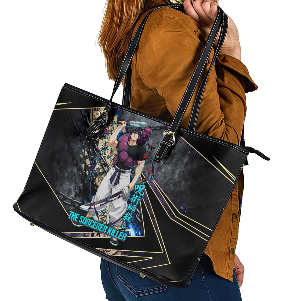 Toji Fushiguro Sorcerer Killer Leather Tote Bag Dark Scroll Samurai Ink Style
