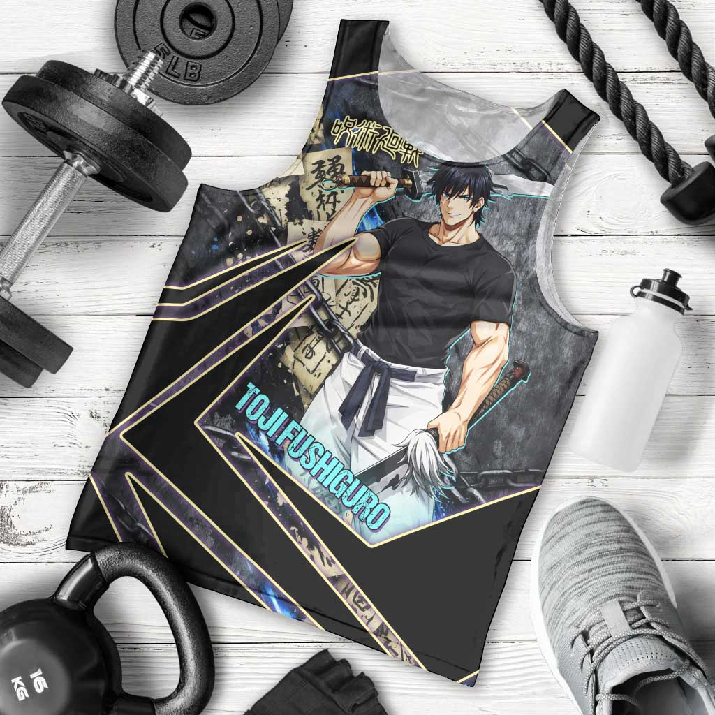 Toji Fushiguro Sorcerer Killer Men Tank Top Dark Scroll Samurai Ink Style