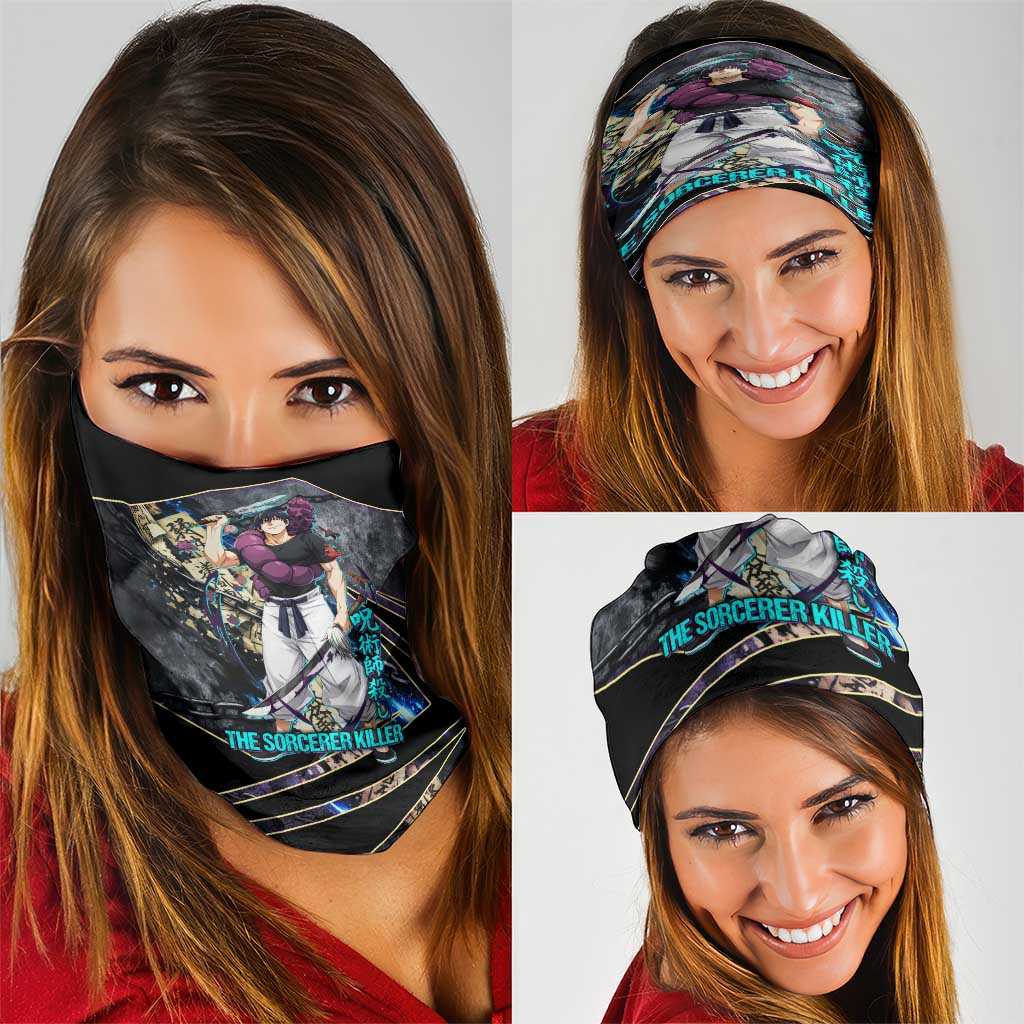 Toji Fushiguro Sorcerer Killer Neck Gaiter Dark Scroll Samurai Ink Style