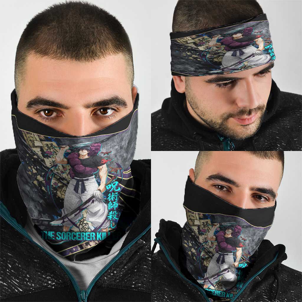 Toji Fushiguro Sorcerer Killer Neck Gaiter Dark Scroll Samurai Ink Style