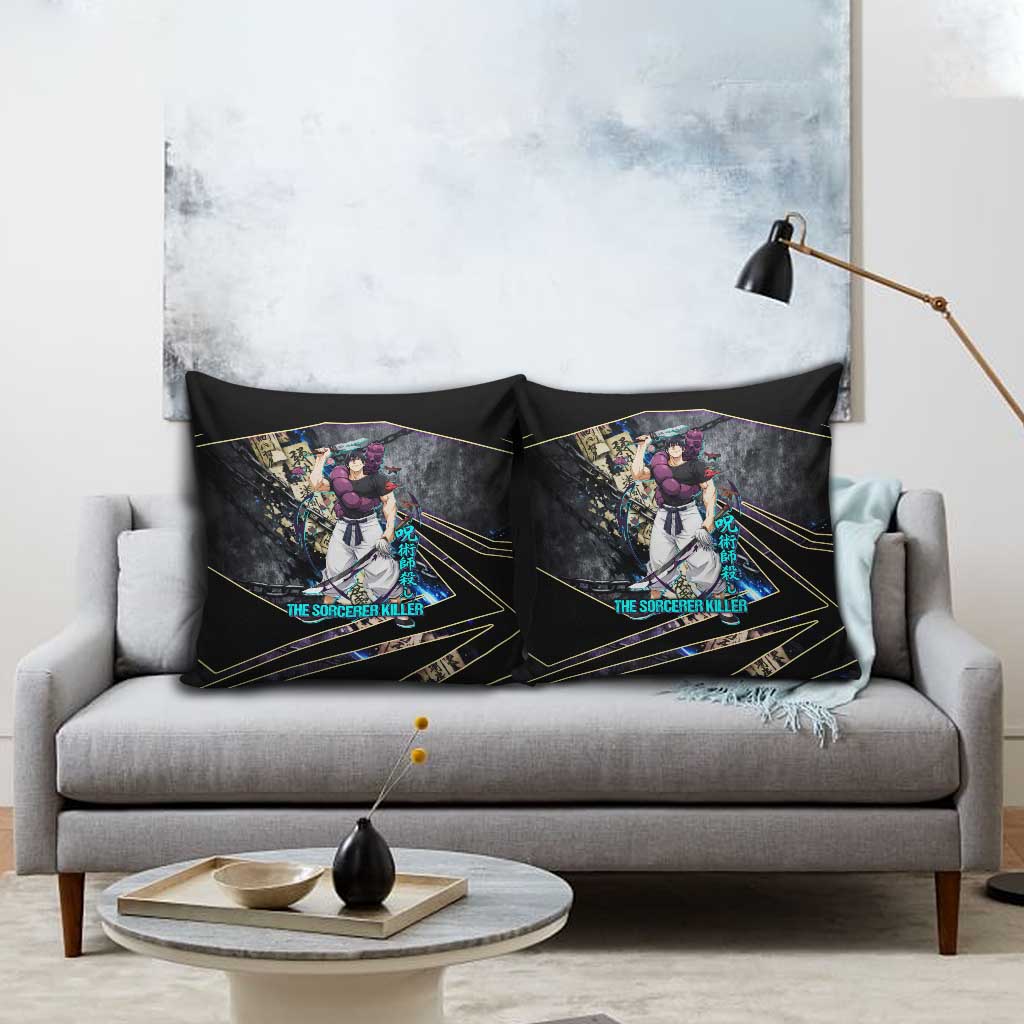 Toji Fushiguro Sorcerer Killer Pillow Cover Dark Scroll Samurai Ink Style