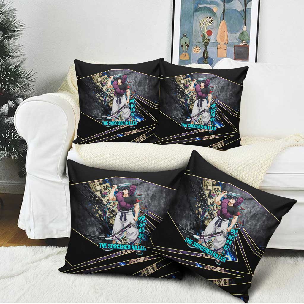 Toji Fushiguro Sorcerer Killer Pillow Cover Dark Scroll Samurai Ink Style