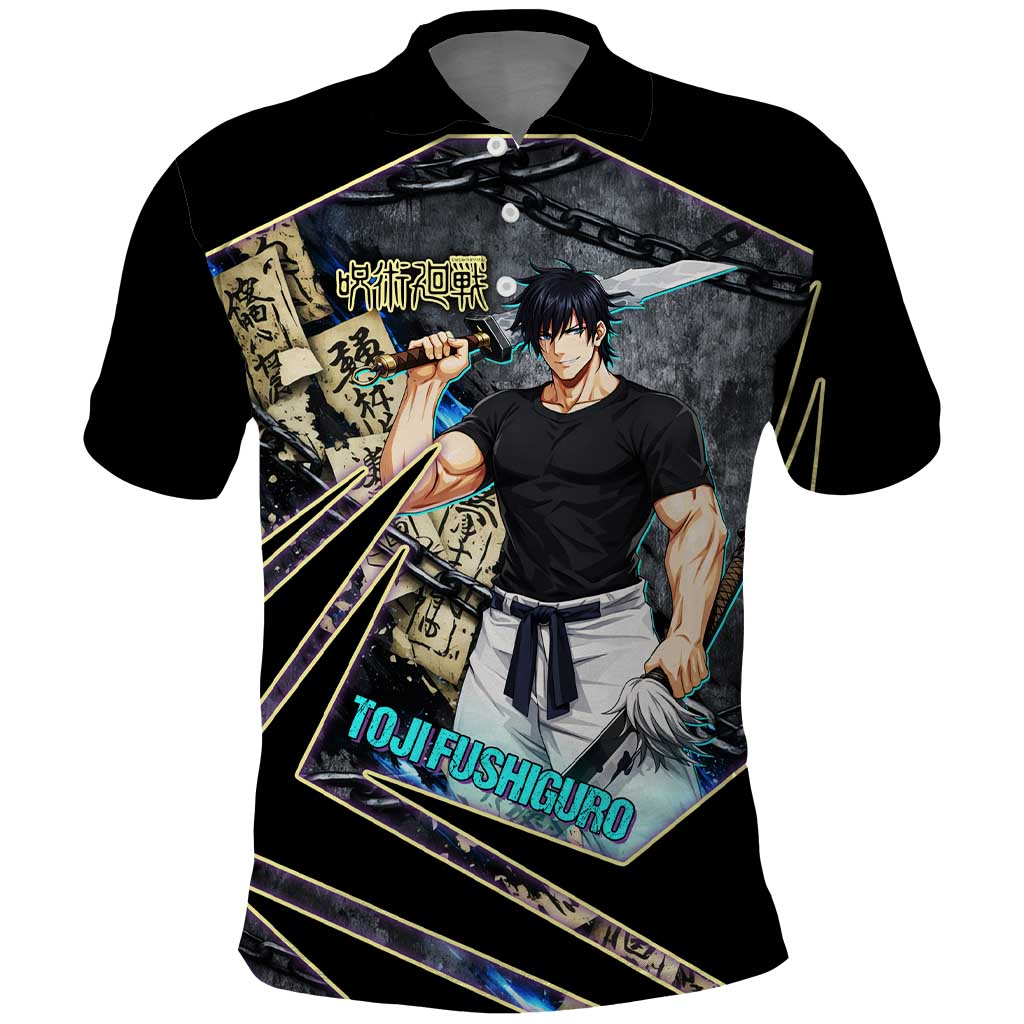 Toji Fushiguro Sorcerer Killer Polo Shirt Dark Scroll Samurai Ink Style
