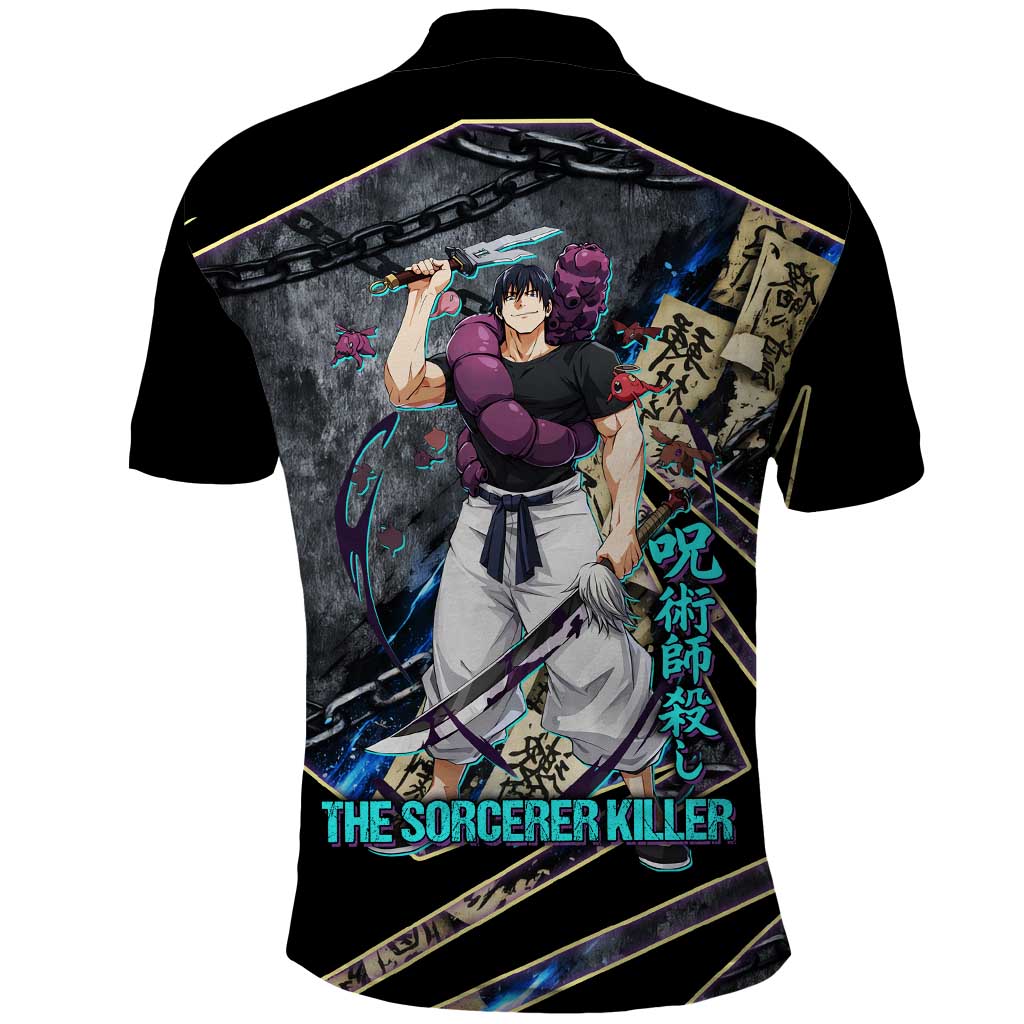 Toji Fushiguro Sorcerer Killer Polo Shirt Dark Scroll Samurai Ink Style