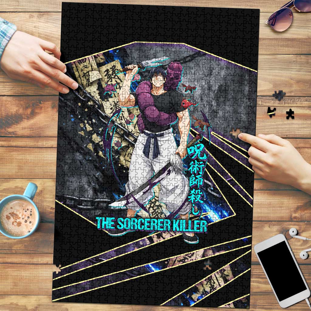Toji Fushiguro Sorcerer Killer Puzzle Dark Scroll Samurai Ink Style