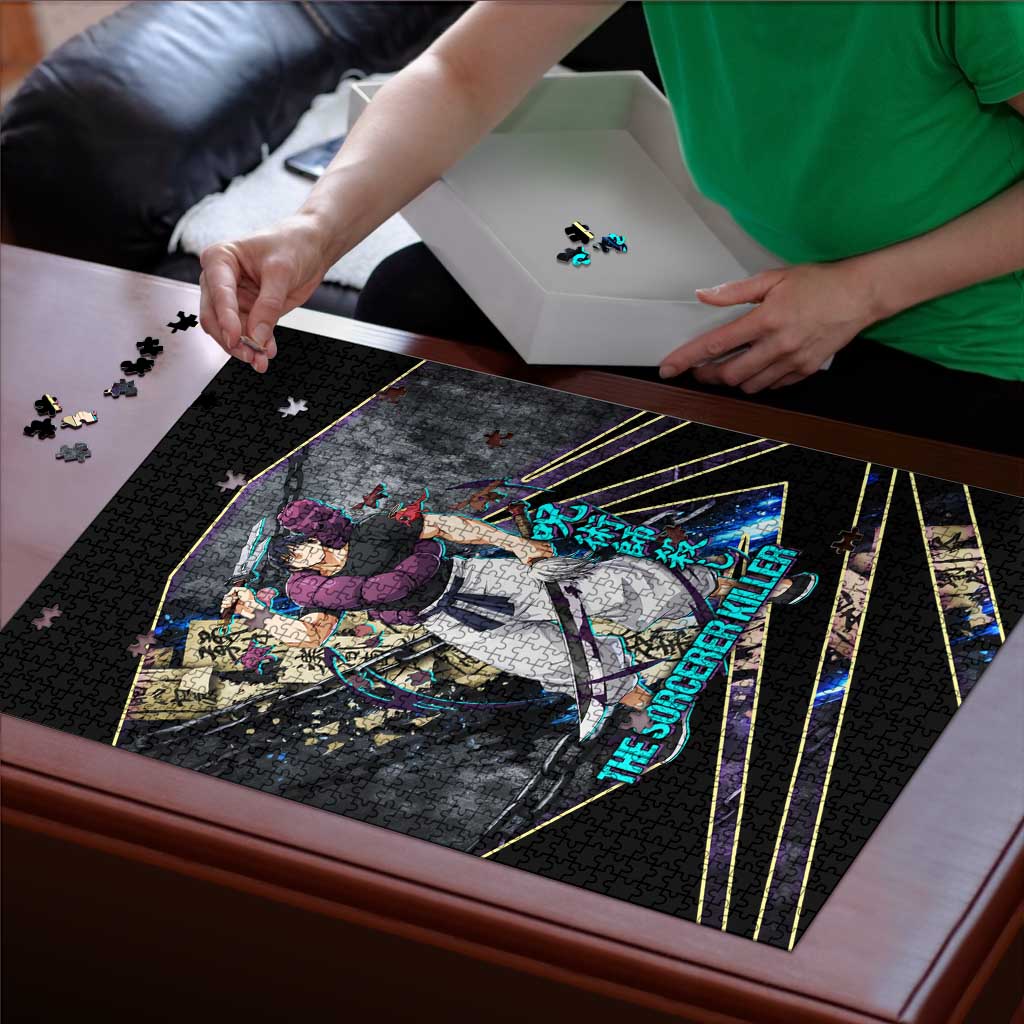 Toji Fushiguro Sorcerer Killer Puzzle Dark Scroll Samurai Ink Style