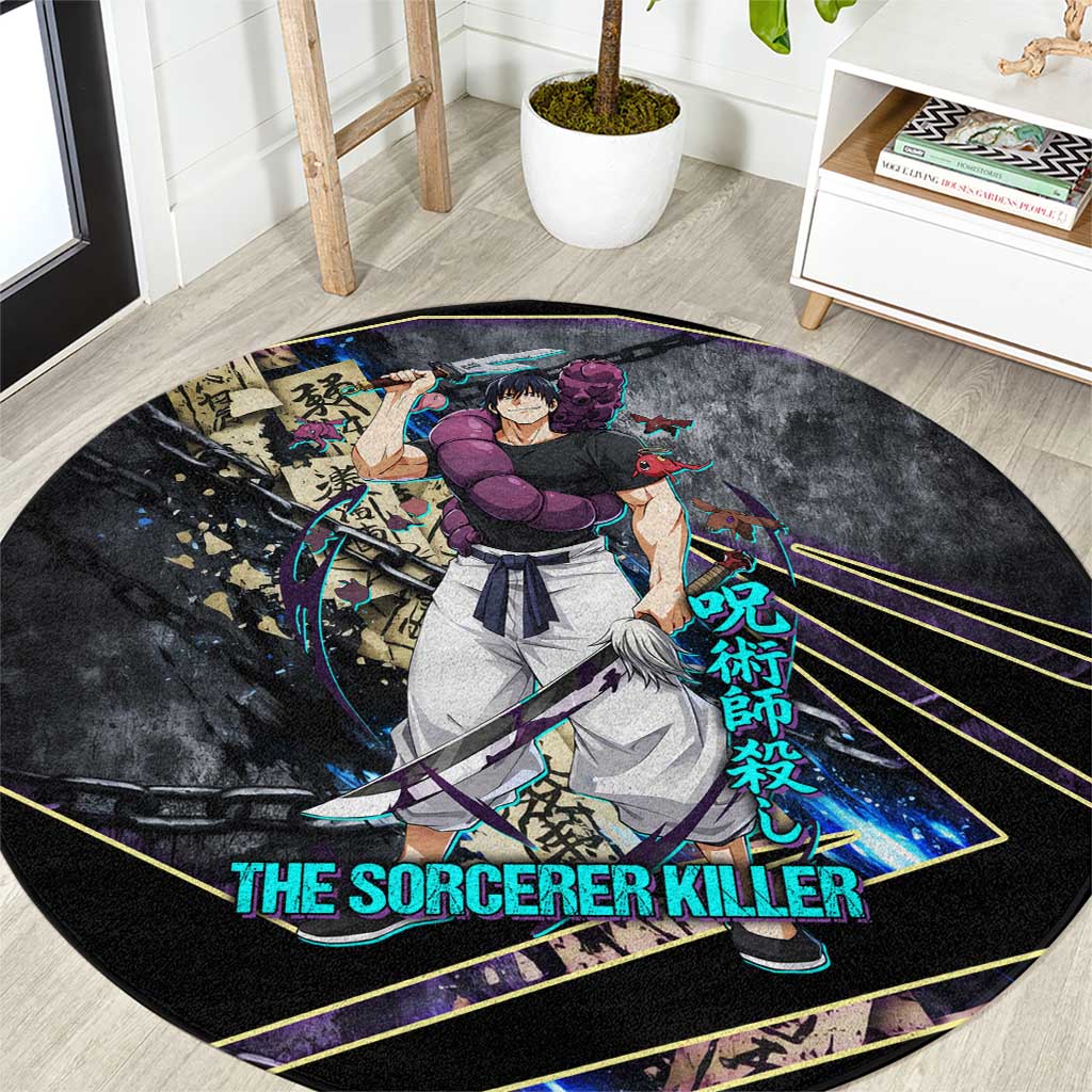Toji Fushiguro Sorcerer Killer Round Carpet Dark Scroll Samurai Ink Style