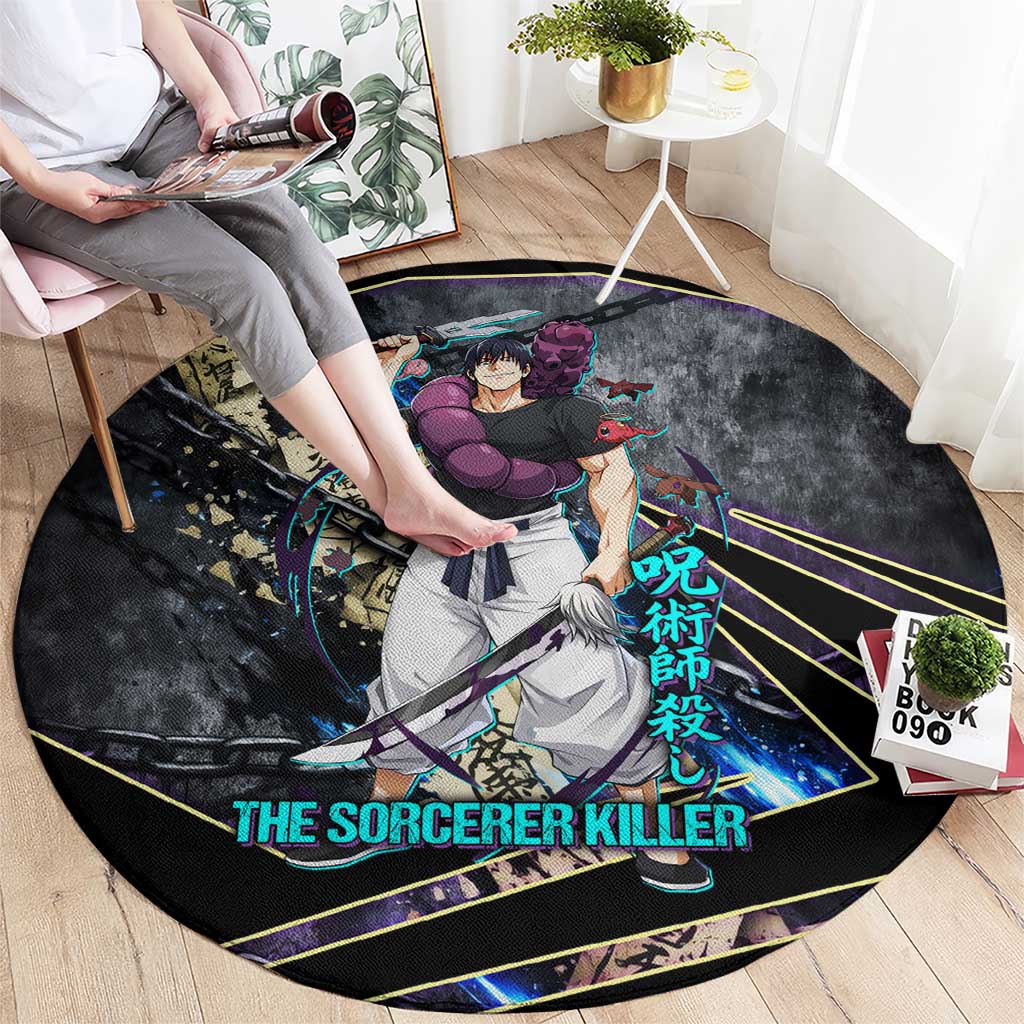 Toji Fushiguro Sorcerer Killer Round Carpet Dark Scroll Samurai Ink Style
