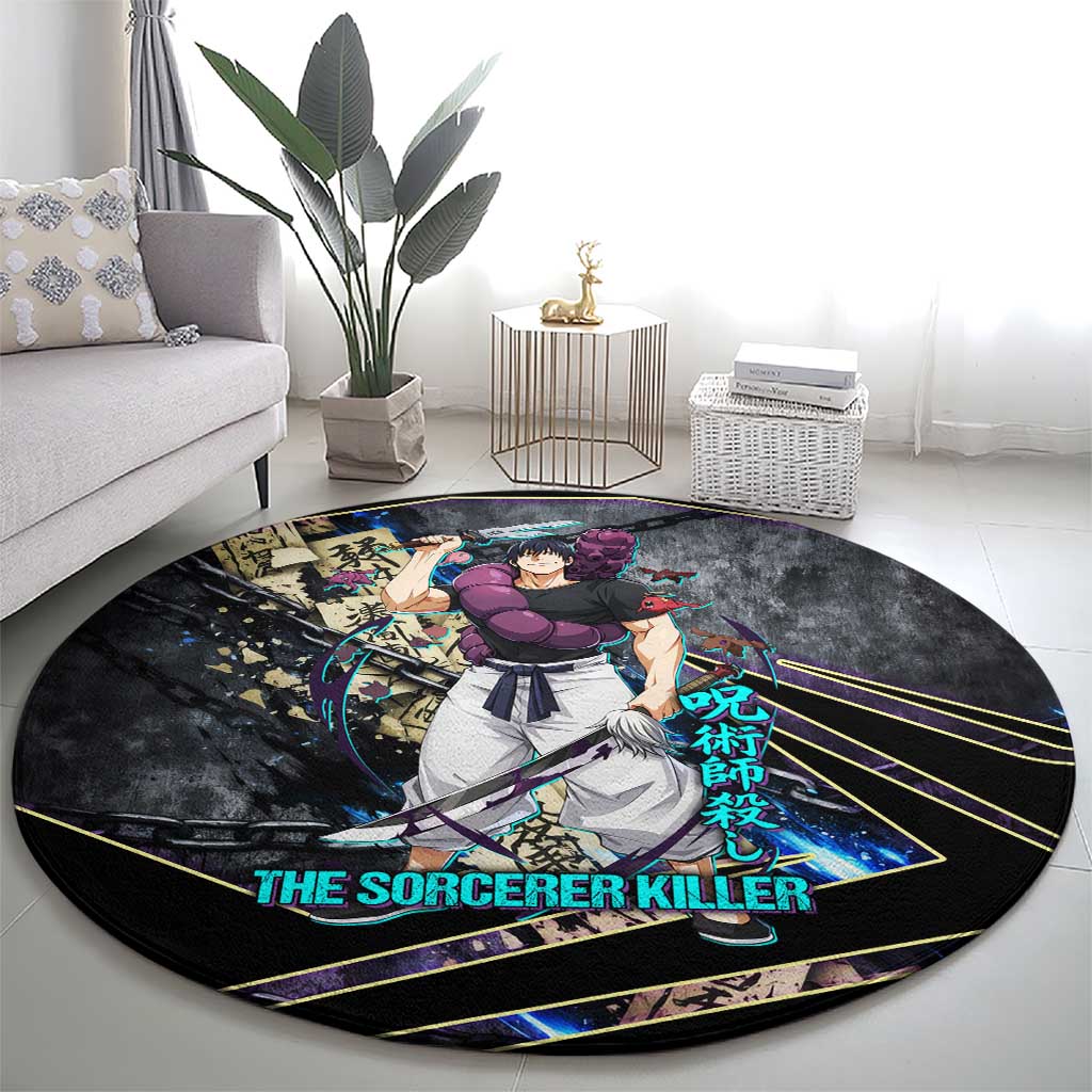 Toji Fushiguro Sorcerer Killer Round Carpet Dark Scroll Samurai Ink Style