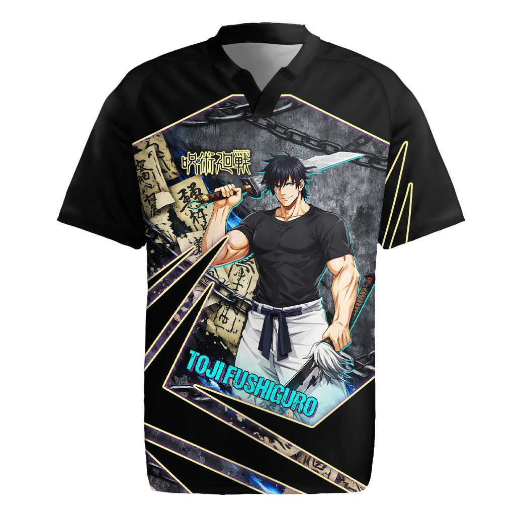 Toji Fushiguro Sorcerer Killer Rugby Jersey Dark Scroll Samurai Ink Style