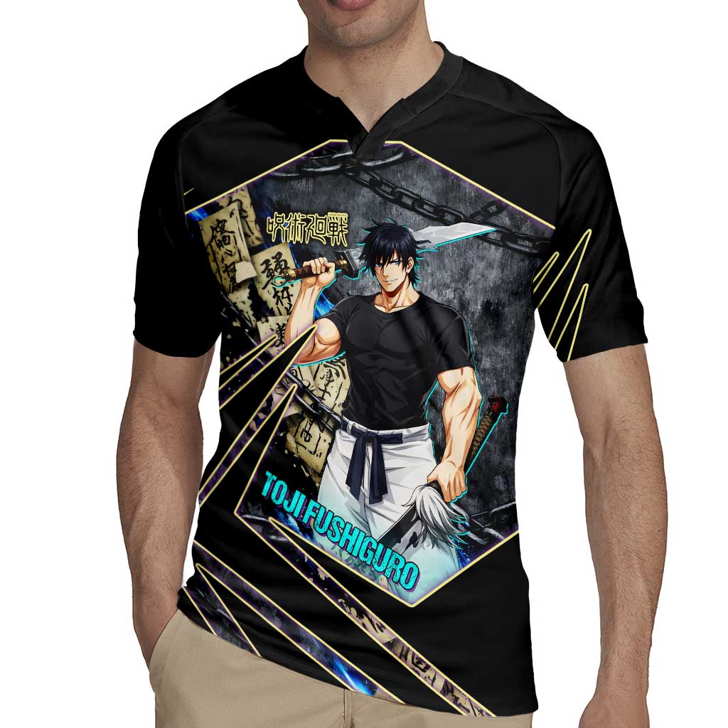 Toji Fushiguro Sorcerer Killer Rugby Jersey Dark Scroll Samurai Ink Style