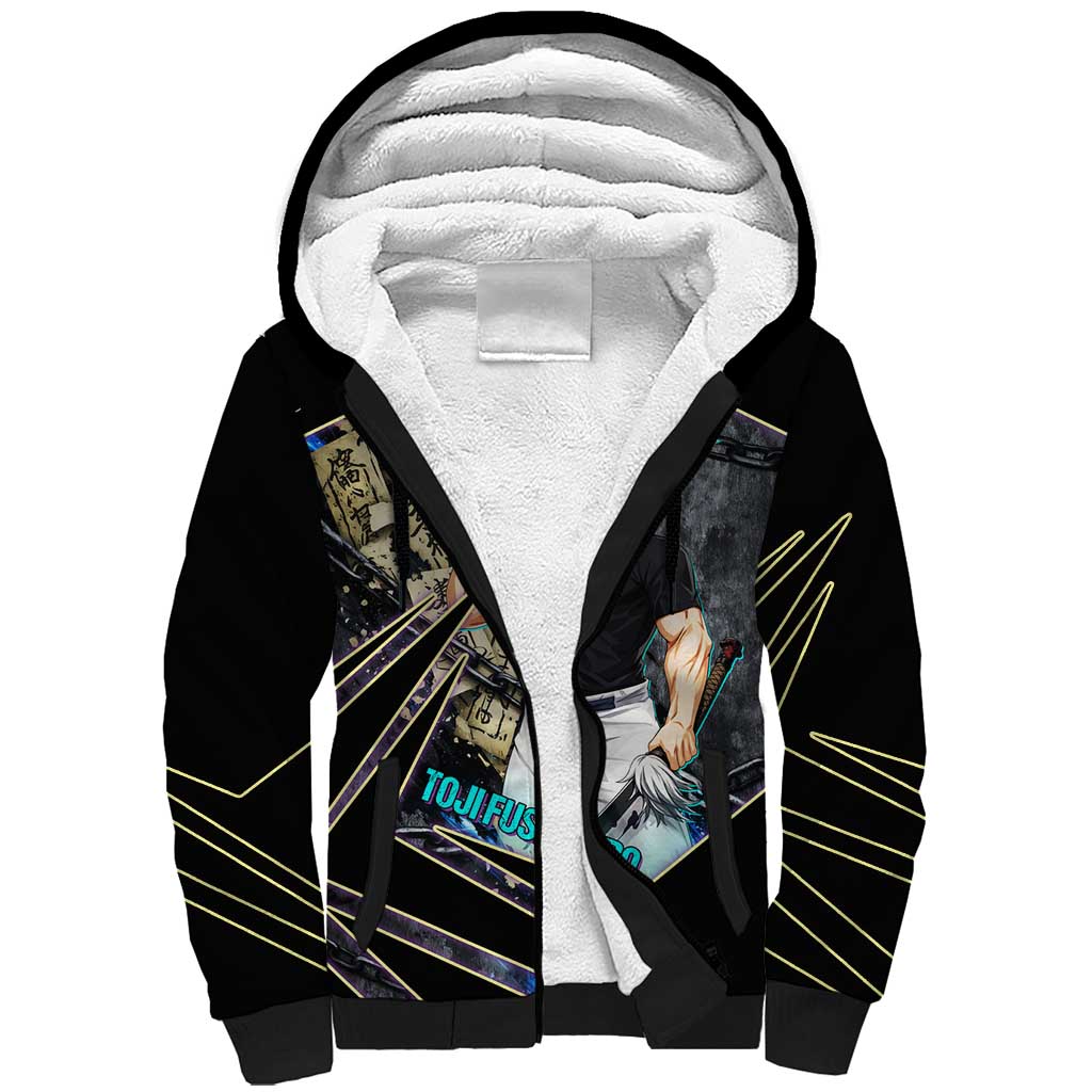 Toji Fushiguro Sorcerer Killer Sherpa Hoodie Dark Scroll Samurai Ink Style