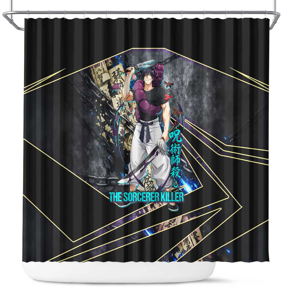 Toji Fushiguro Sorcerer Killer Shower Curtain Dark Scroll Samurai Ink Style