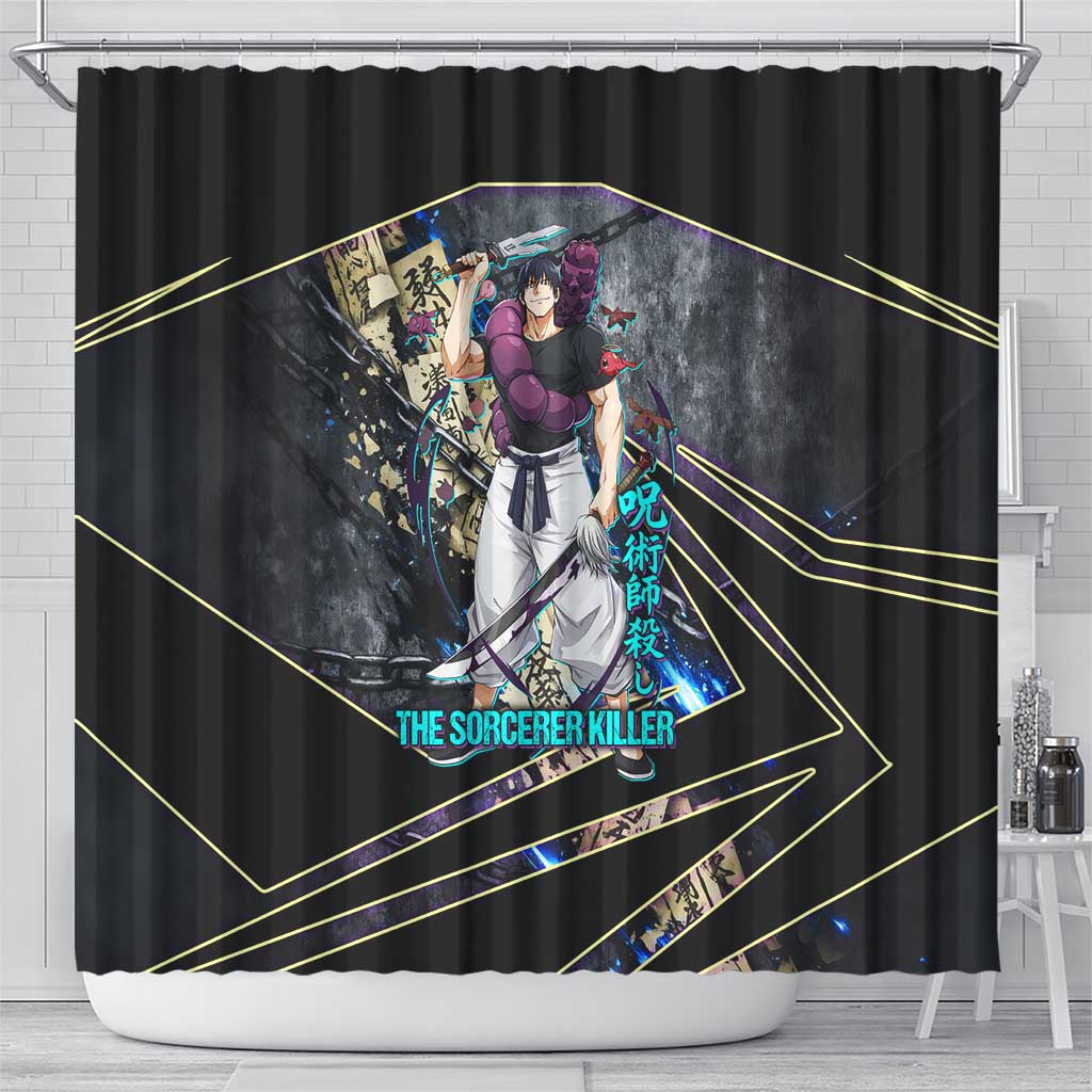 Toji Fushiguro Sorcerer Killer Shower Curtain Dark Scroll Samurai Ink Style