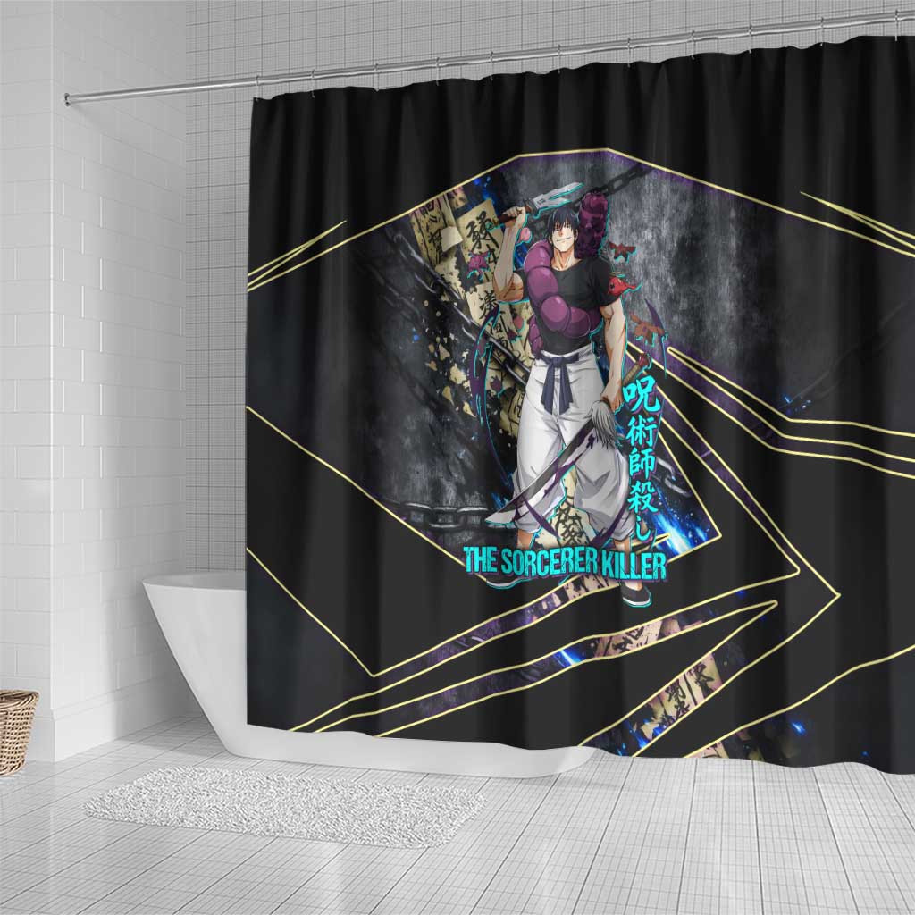 Toji Fushiguro Sorcerer Killer Shower Curtain Dark Scroll Samurai Ink Style