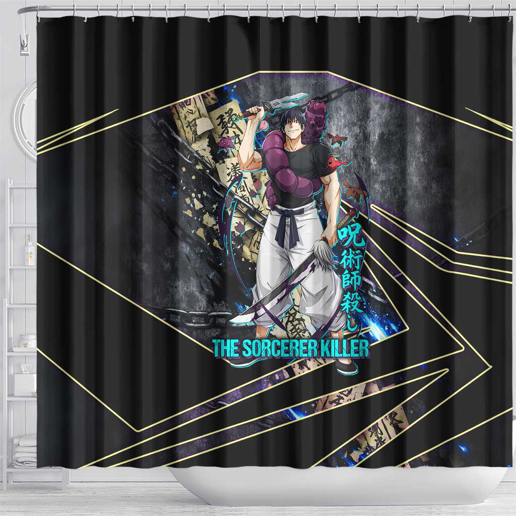 Toji Fushiguro Sorcerer Killer Shower Curtain Dark Scroll Samurai Ink Style