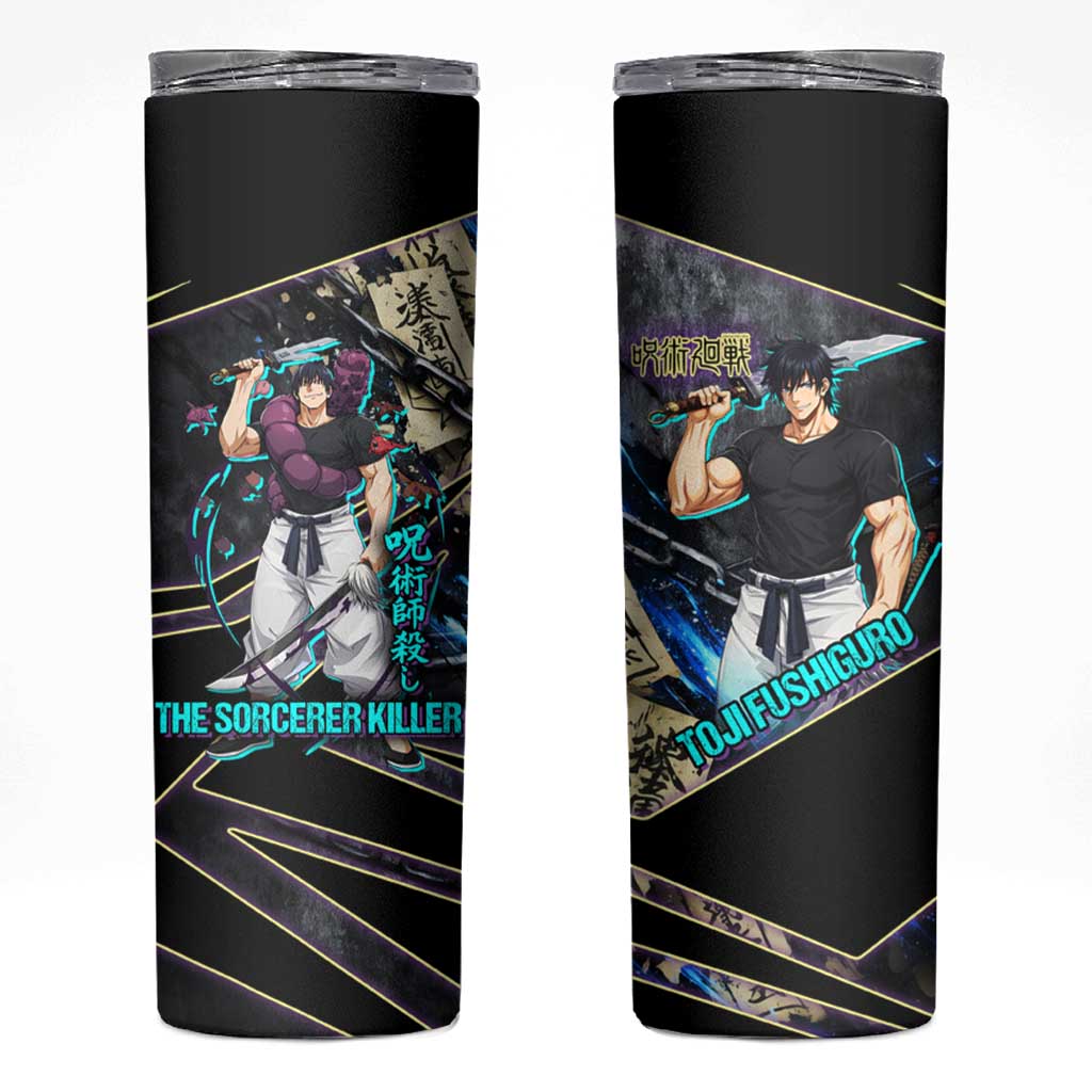 Toji Fushiguro Sorcerer Killer Skinny Tumbler Dark Scroll Samurai Ink Style