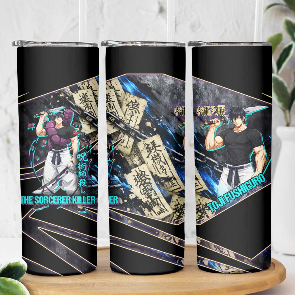 Toji Fushiguro Sorcerer Killer Skinny Tumbler Dark Scroll Samurai Ink Style