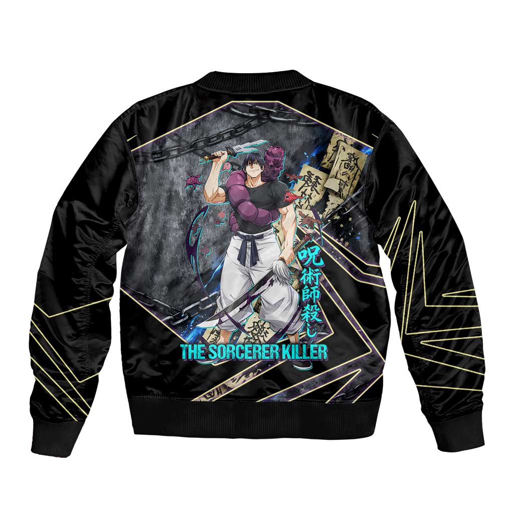 Toji Fushiguro Sorcerer Killer Sleeve Zip Bomber Jacket Dark Scroll Samurai Ink Style