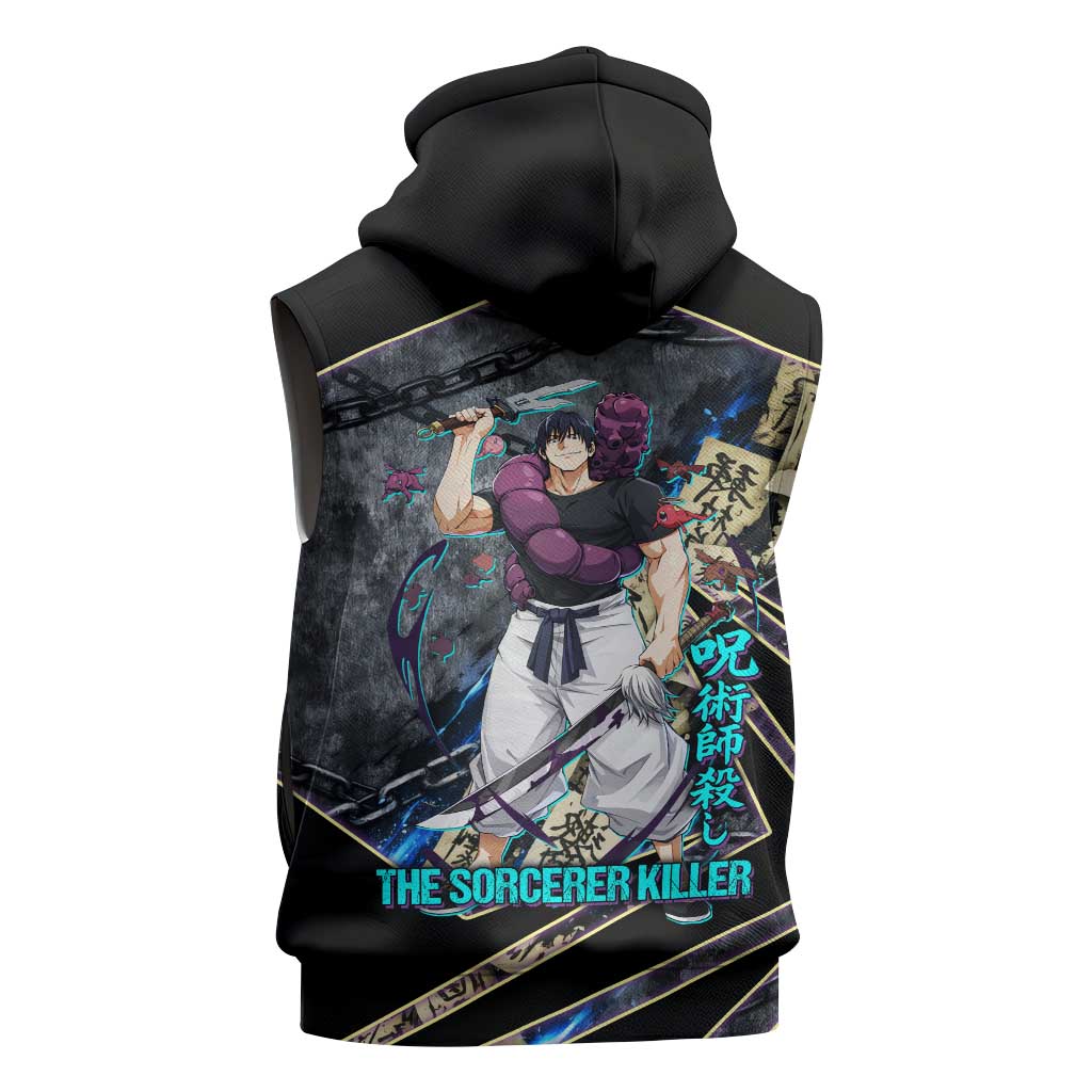 Toji Fushiguro Sorcerer Killer Sleeveless Hoodie Dark Scroll Samurai Ink Style