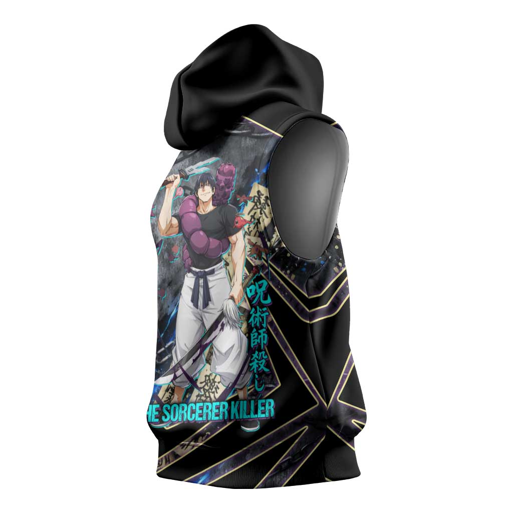 Toji Fushiguro Sorcerer Killer Sleeveless Hoodie Dark Scroll Samurai Ink Style