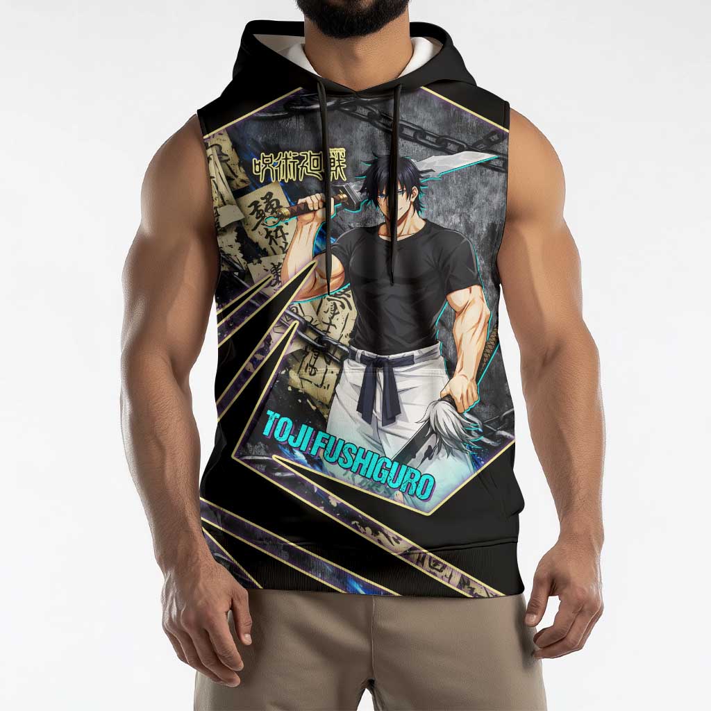 Toji Fushiguro Sorcerer Killer Sleeveless Hoodie Dark Scroll Samurai Ink Style