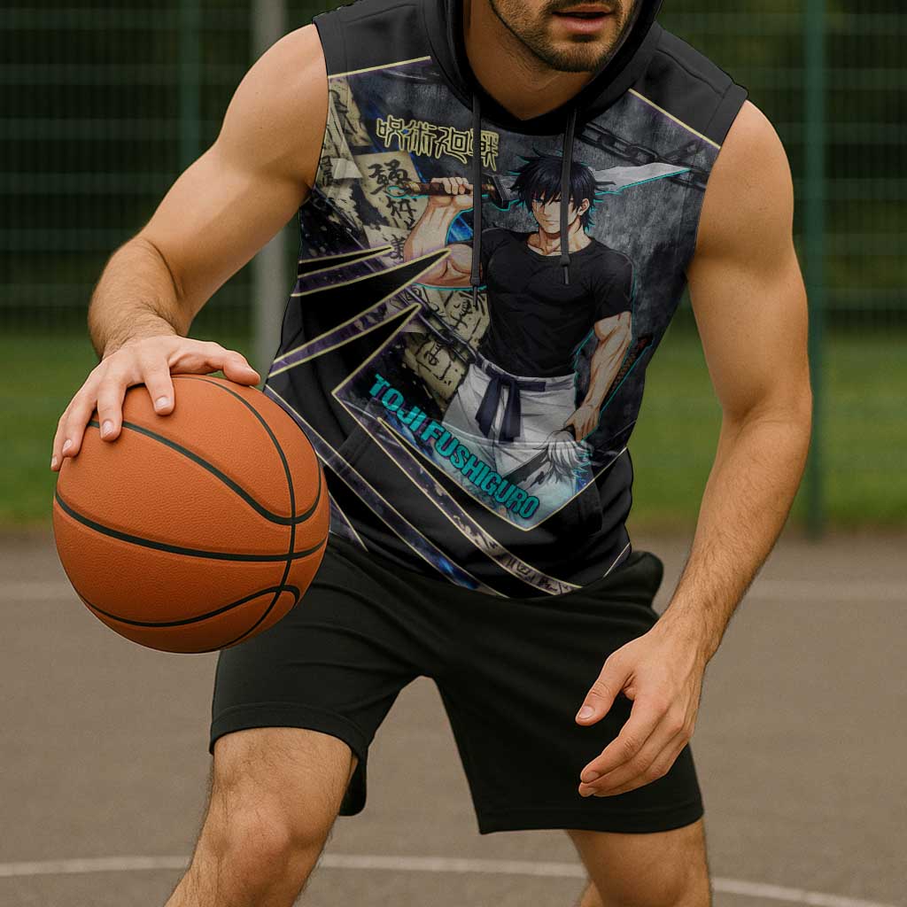 Toji Fushiguro Sorcerer Killer Sleeveless Hoodie Dark Scroll Samurai Ink Style