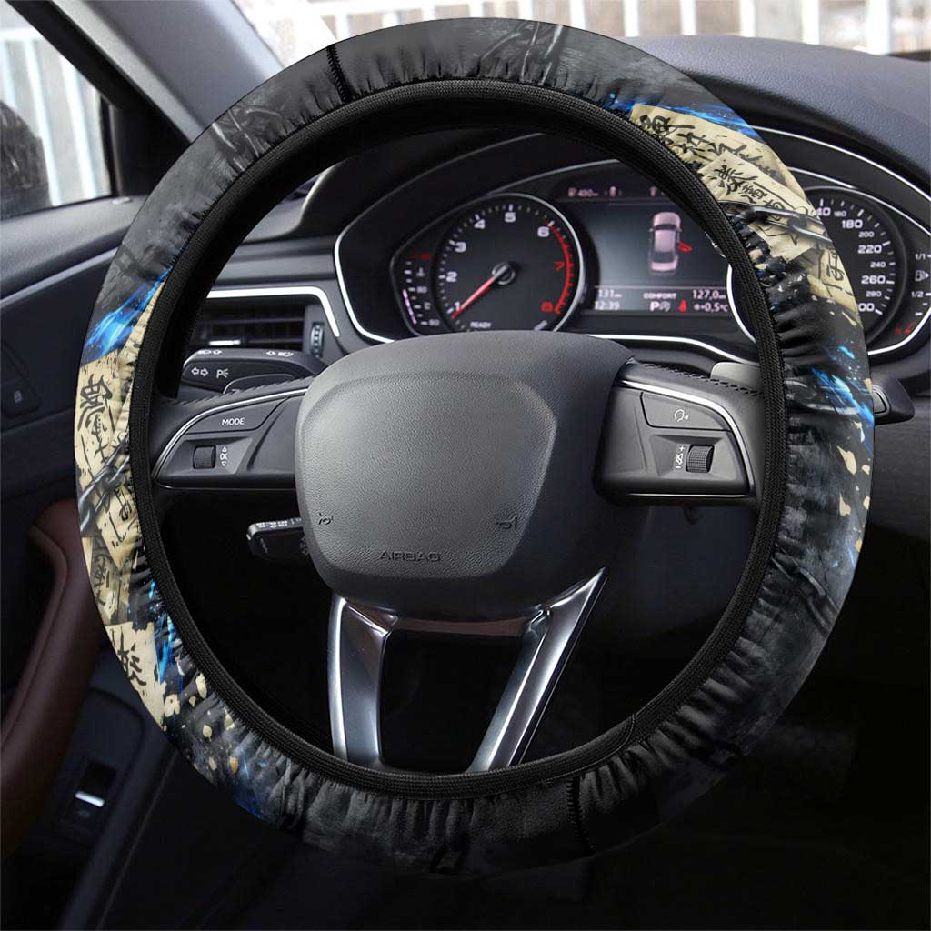 Toji Fushiguro Sorcerer Killer Steering Wheel Cover Dark Scroll Samurai Ink Style