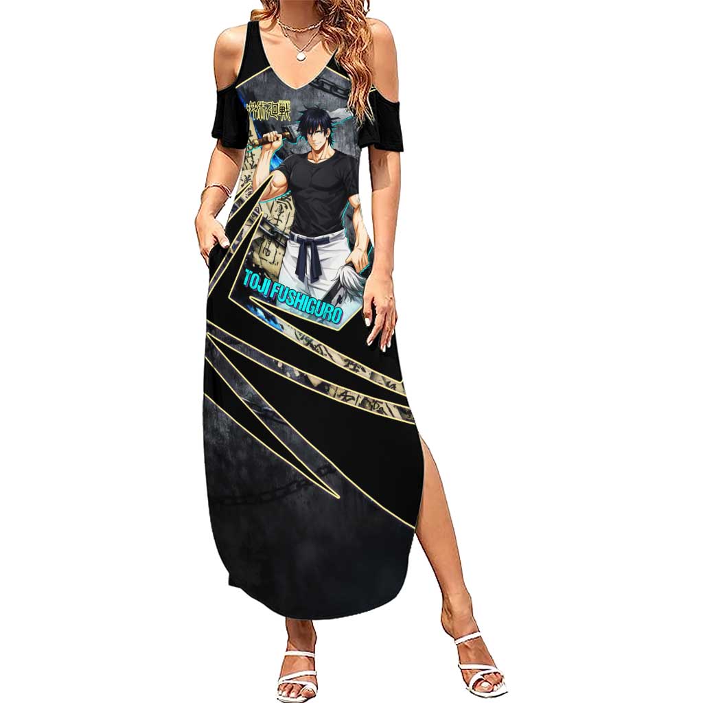 Toji Fushiguro Sorcerer Killer Summer Maxi Dress Dark Scroll Samurai Ink Style