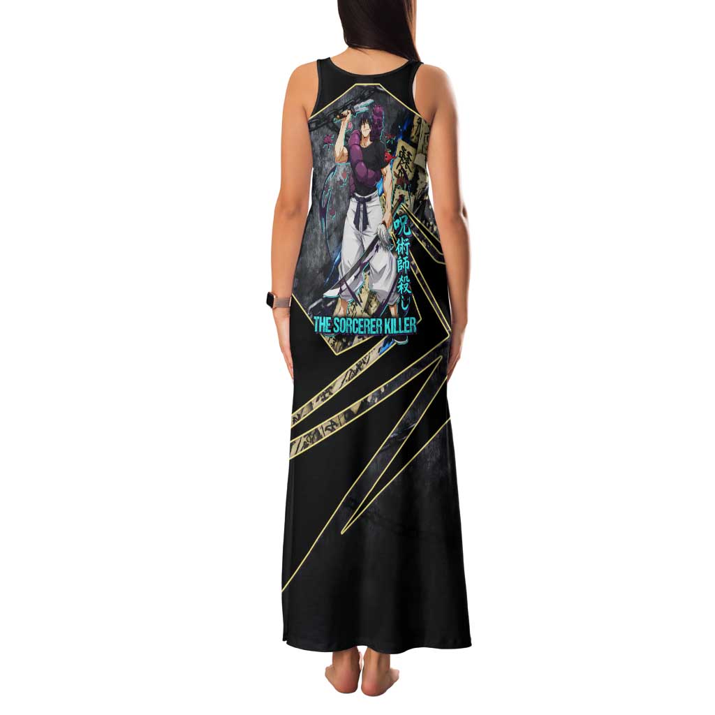 Toji Fushiguro Sorcerer Killer Tank Maxi Dress Dark Scroll Samurai Ink Style