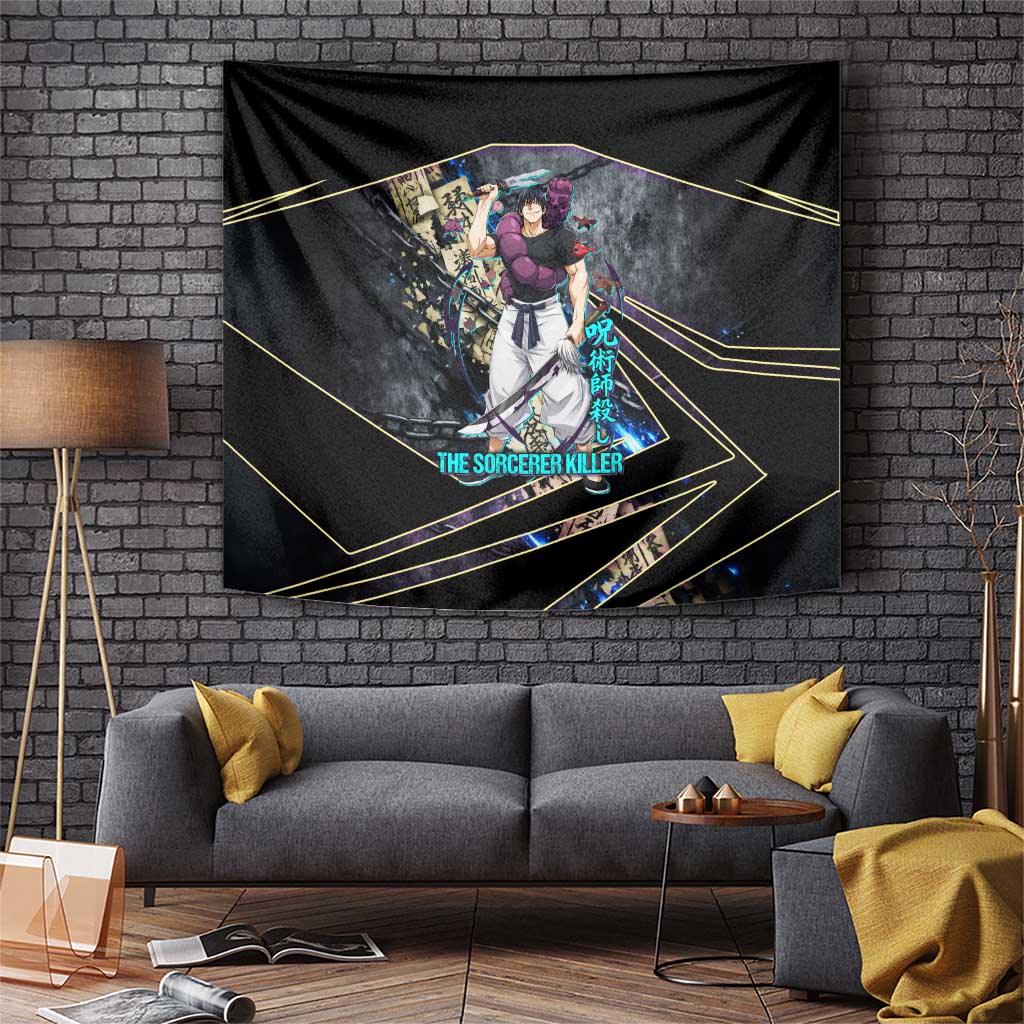 Toji Fushiguro Sorcerer Killer Tapestry Dark Scroll Samurai Ink Style