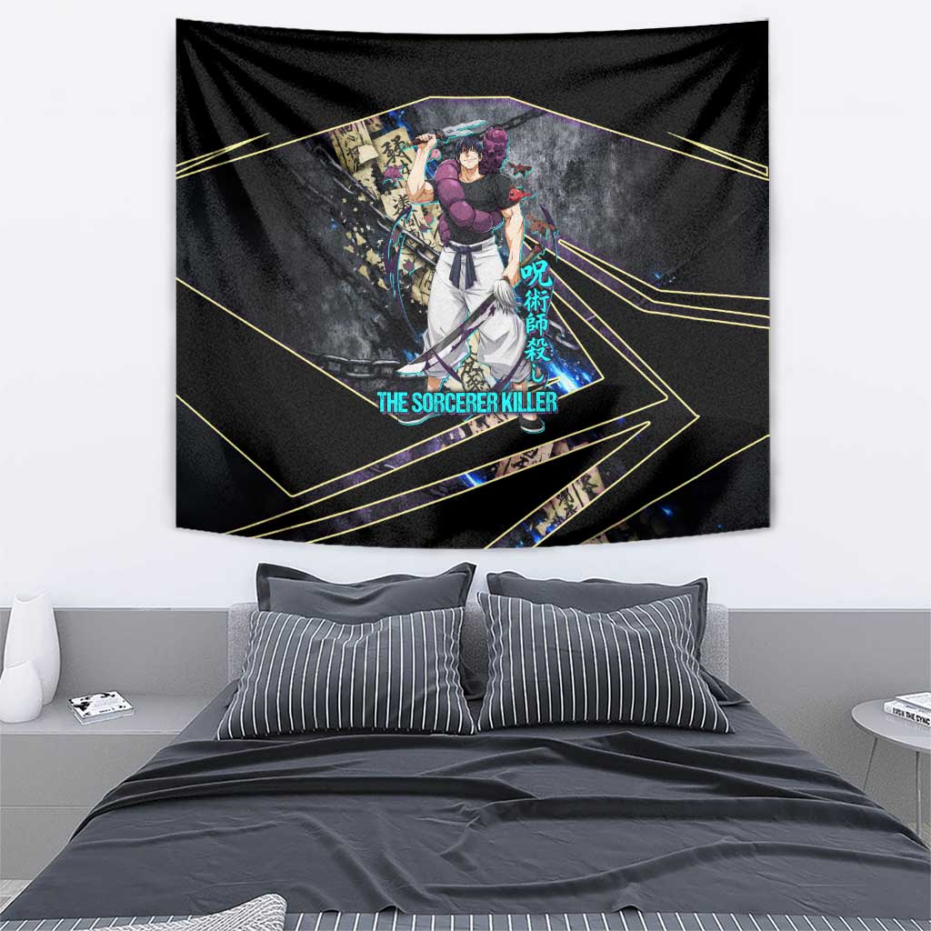 Toji Fushiguro Sorcerer Killer Tapestry Dark Scroll Samurai Ink Style