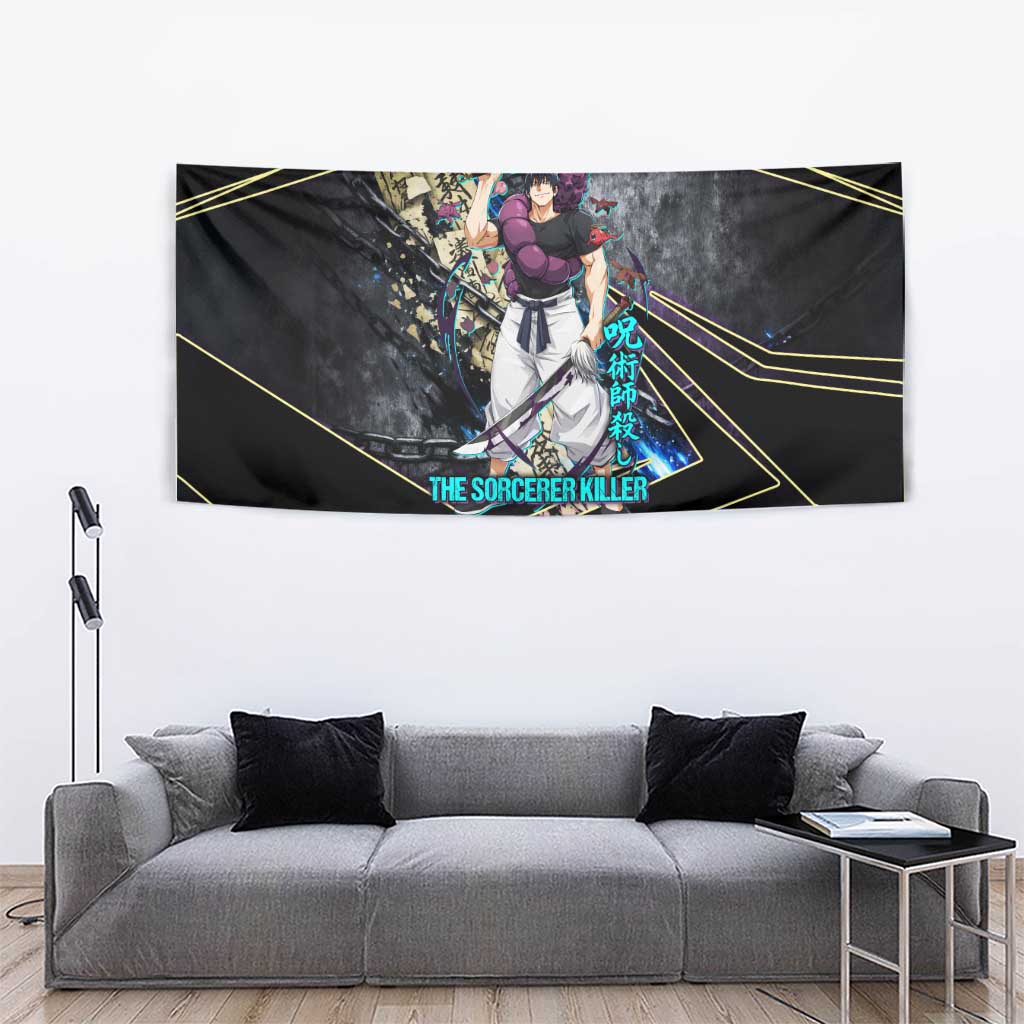 Toji Fushiguro Sorcerer Killer Tapestry Dark Scroll Samurai Ink Style